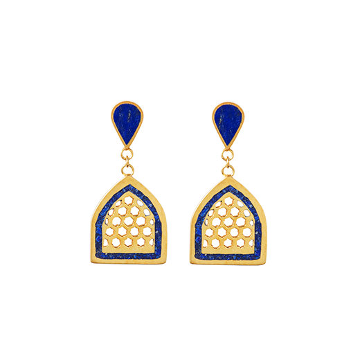 Lapis lazuli lattice stud earrings by Turquoise Mountain